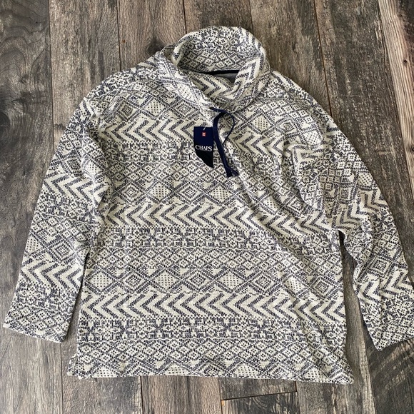 Chaps Aztec Pattern Sweater Cowl Neck 